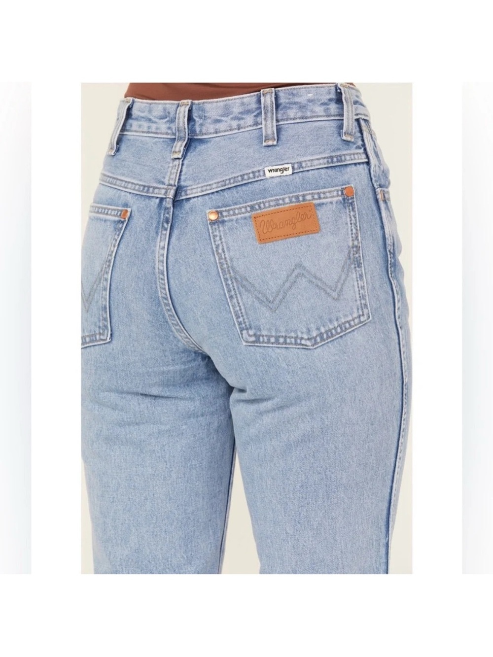 Wrangler Cropped Kick Flare Light Blue Women’s Straight-Leg Jeans Raw Hem